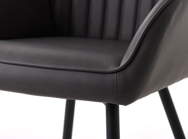 Tmavosivé čalúnené jedálenské kreslá v súprave s podrúčkami 2 ks Nolan Stripe – Unique Furniture