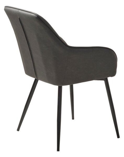 Tmavosivé čalúnené jedálenské kreslá v súprave s podrúčkami 2 ks Nolan Stripe – Unique Furniture