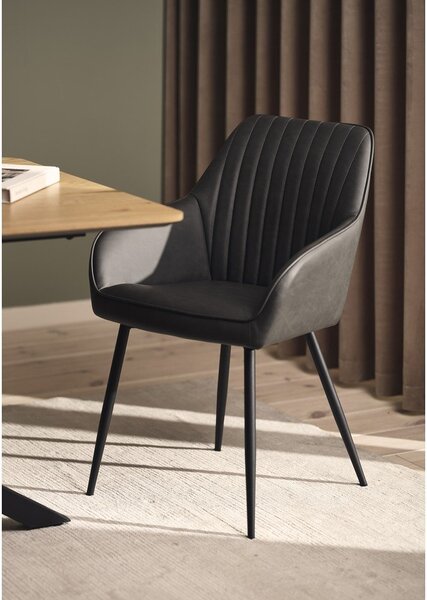 Tmavosivé čalúnené jedálenské kreslá v súprave s podrúčkami 2 ks Nolan Stripe – Unique Furniture