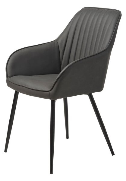 Tmavosivé čalúnené jedálenské kreslá v súprave s podrúčkami 2 ks Nolan Stripe – Unique Furniture