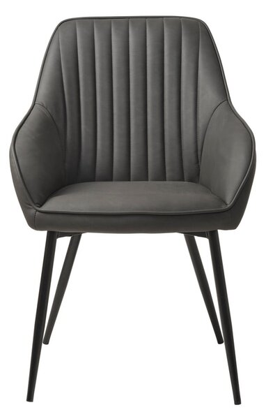Tmavosivé čalúnené jedálenské kreslá v súprave s podrúčkami 2 ks Nolan Stripe – Unique Furniture