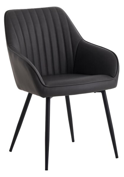 Tmavosivé čalúnené jedálenské kreslá v súprave s podrúčkami 2 ks Nolan Stripe – Unique Furniture