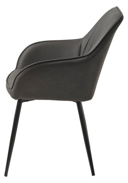 Tmavosivé čalúnené jedálenské kreslá v súprave s podrúčkami 2 ks Nolan Stripe – Unique Furniture