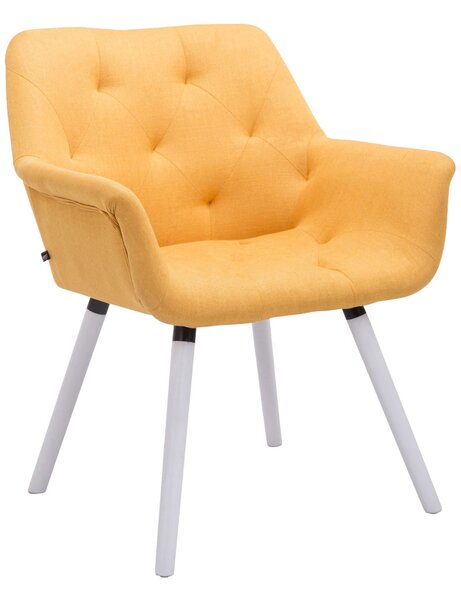Stolička s podrúčkami Cass látka, drevené nohy biele - Žltá