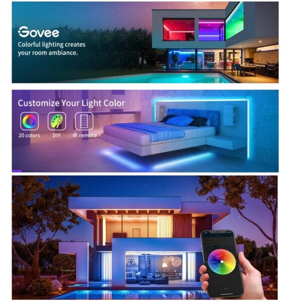 Govee - LED RGB Stmievateľný pásik SMART LED/36W/24V 10m Wi-Fi