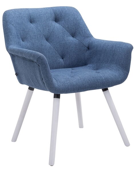 Stolička s podrúčkami Cass látka, drevené nohy biele - Modrá