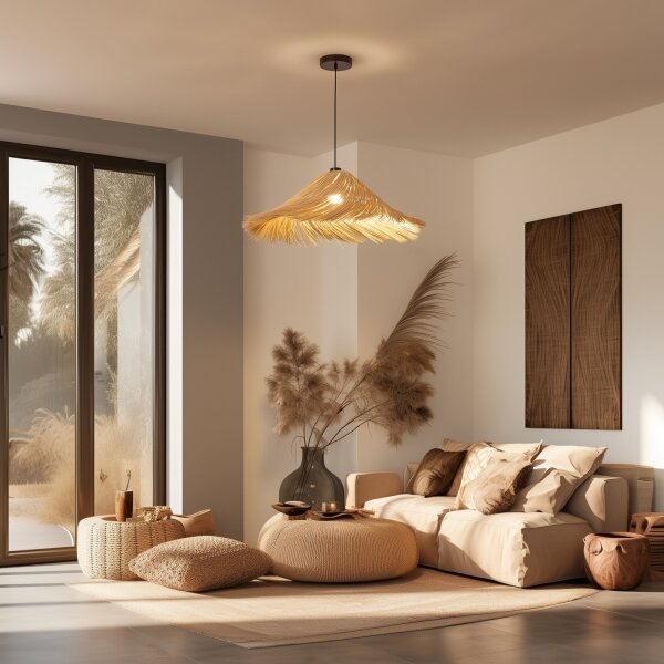 Brilagi - LED luster na lanku CERIA BOHO 1xE27/40W/230V priemer 70 cm ratan