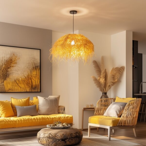 Brilagi - LED luster na lanku CERIA BOHO 1xE27/40W/230V priemer 60 cm rafia