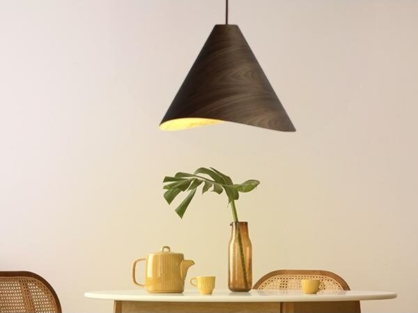 Drevený luster na lane 1xE27/60W/230V, priemer 45 cm, masív/orech/kaučukovník
