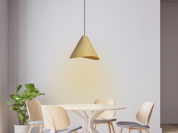 Drevený luster na lanku 1xE27/60W/230V pr. 33 cm masív/dub/kaučukovník