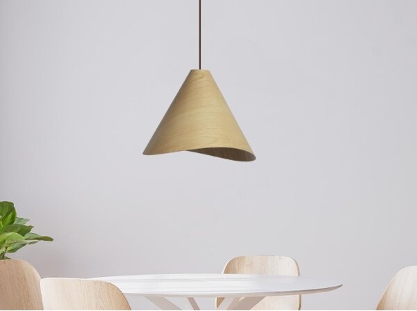 Drevený luster na lanku 1xE27/60W/230V pr. 33 cm masív/dub/kaučukovník