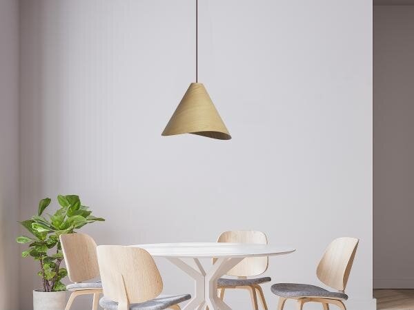 Drevený luster na lanku 1xE27/60W/230V pr. 33 cm masív/dub/kaučukovník
