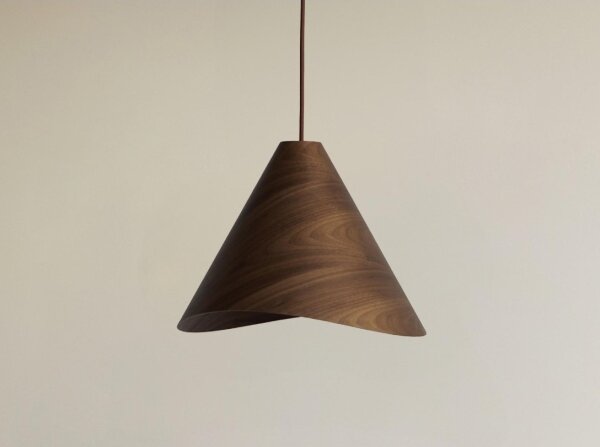 Drevený závesný luster s lankom 1xE27/60W/230V pr. 33 cm masív/orech/kaučukovník