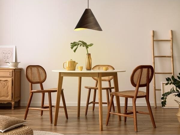 Drevený luster na lane 1xE27/60W/230V, priemer 45 cm, masív/orech/kaučukovník