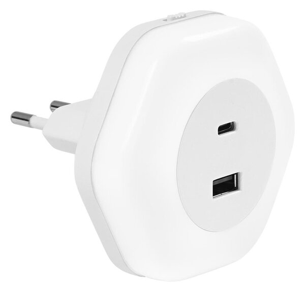 Osram - LED orientačné svietidlo do zásuvky s USB LUNETTA LED/15W/230V