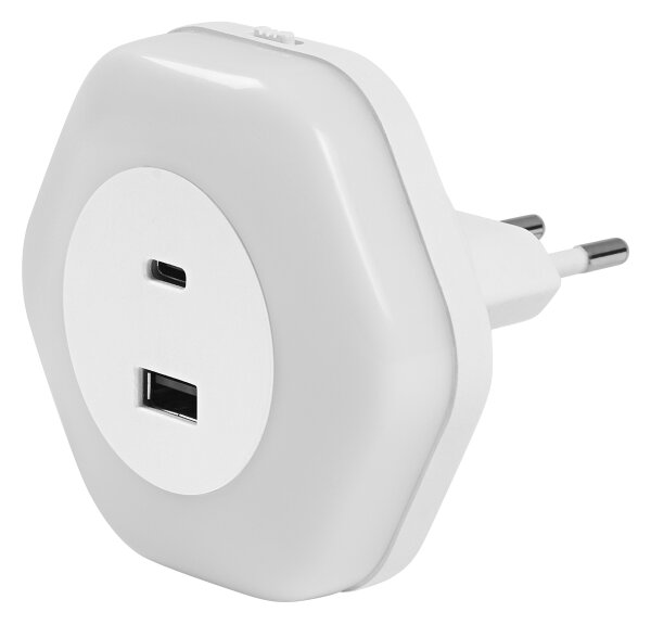 Osram - LED orientačné svietidlo do zásuvky s USB LUNETTA LED/15W/230V