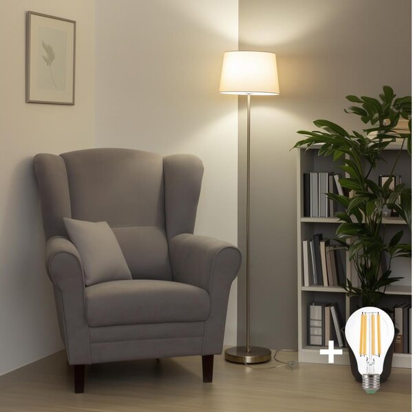 Brilagi - LED stojacia lampa CERIA 1xE27/40W/230V priemer 30 cm béžová/matný chróm