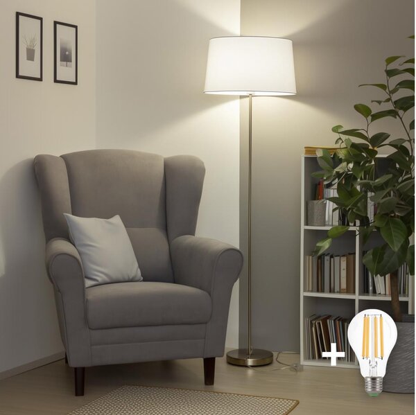 Brilagi - LED stojacia lampa CERIA 1xE27/40W/230V pr. 45 cm biela/matný chróm