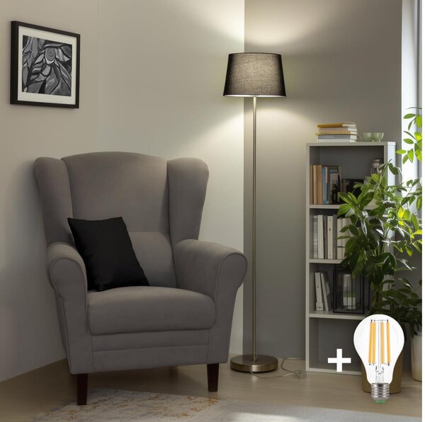 Brilagi - LED Stojacia lampa CERIA 1xE27/40W/230V pr. 30 cm čierna/matný chróm