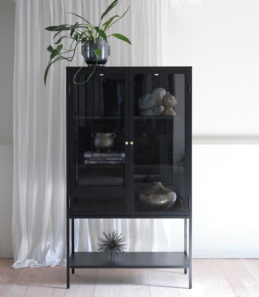 Čierna kovová vitrína 90x160 cm Carmel – Unique Furniture
