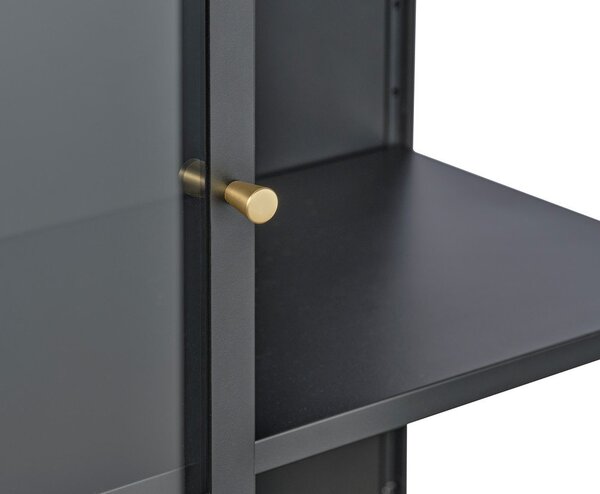 Čierna kovová vitrína 90x160 cm Carmel – Unique Furniture