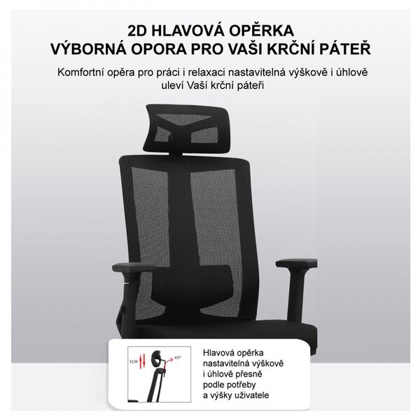 Kancelárska ergonomická stolička Neoseat SABRINA — čierna, nosnosť 150 kg