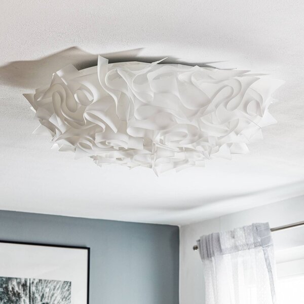 Slamp Veli dizajnové stropné svietidlo, Ø 78 cm, opálové, Biela / opálová, Obývacia izba / jedáleň, Plast, Dizajn, Závesné svietidlo