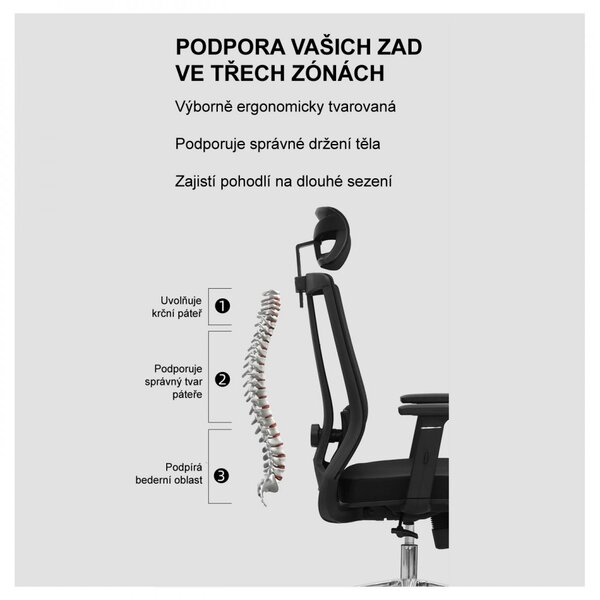 Kancelárska ergonomická stolička Neoseat SABRINA — čierna, nosnosť 150 kg