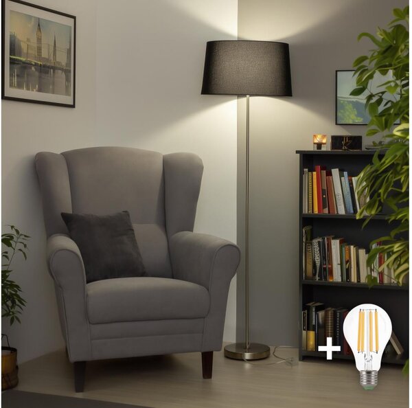 Brilagi - LED stojacia lampa CERIA 1xE27/40W/230V pr. 45 cm čierna/matný chróm