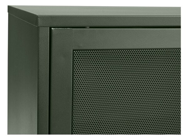 Tmavozelená kovová nízka komoda s posuvnými dverami 160x75 cm Veep – Unique Furniture