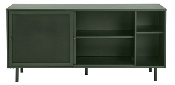 Tmavozelená kovová nízka komoda s posuvnými dverami 160x75 cm Veep – Unique Furniture