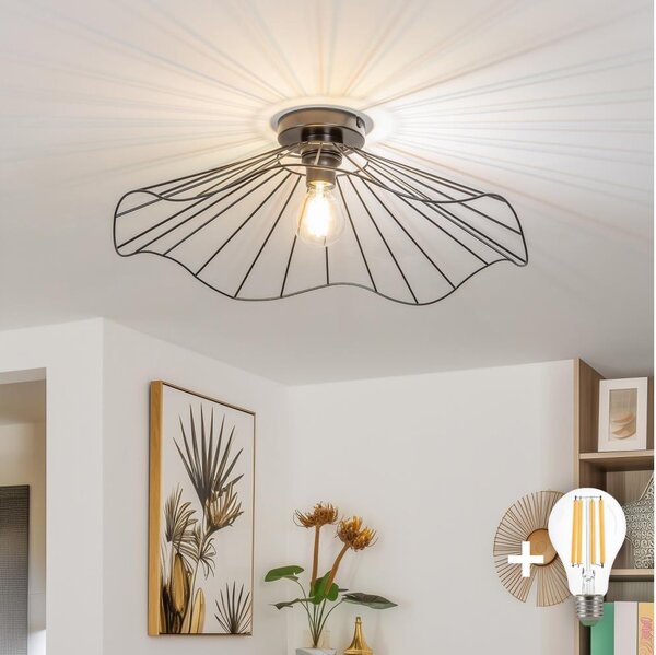 Brilagi - LED prisadený luster CERIA WIRE 1xE27/40W/230V pr. 60 cm čierny