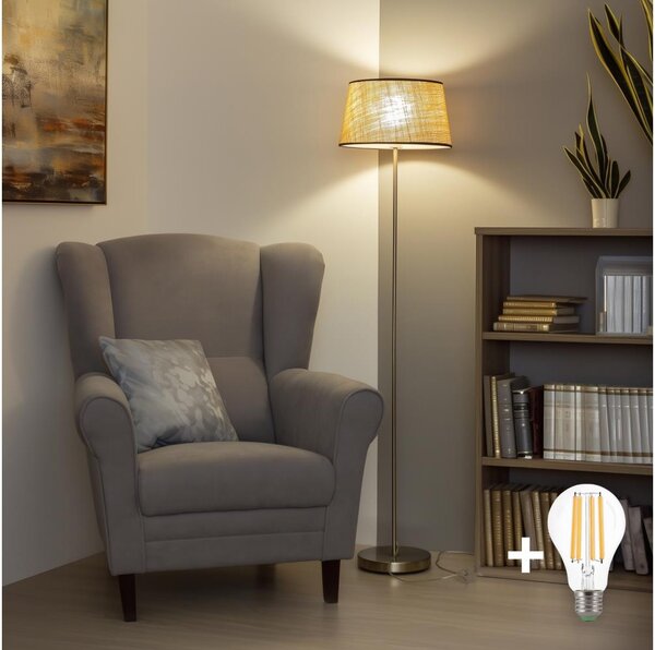 Brilagi - LED stojacia lampa CERIA 1xE27/40W/230V pr. 35 cm béžová/matný chróm