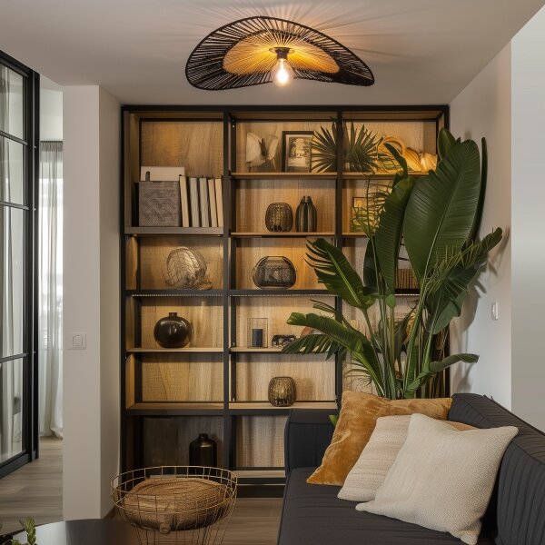 Brilagi - LED Prisadený luster CERIA BOHO 1xE27/40W/230V pr. 50 cm čierna/hnedá