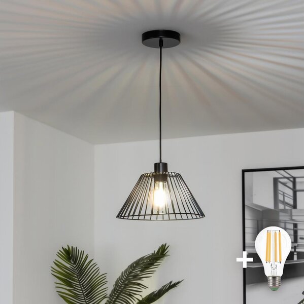 Brilagi - LED luster na lanku CERIA WIRE 1xE27/40W/230V priemer 30 cm čierna