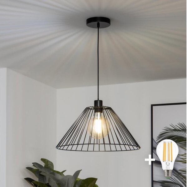 Brilagi - LED závesné svietidlo na lanku CERIA WIRE 1xE27/40W/230V pr. 45 cm čierne