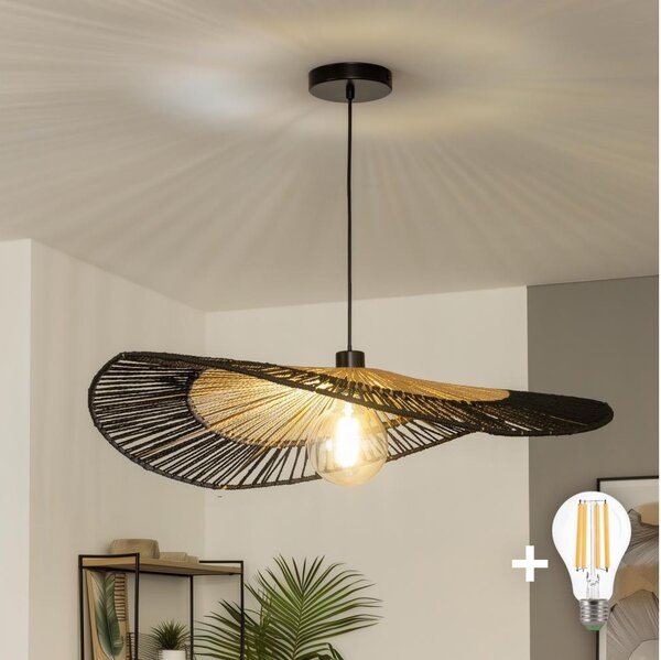 Brilagi - LED luster na lanku CERIA BOHO 1xE27/40W/230V pr. 50 cm čierna/hnedá