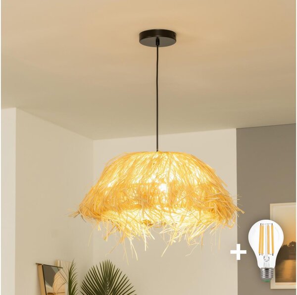 Brilagi - LED luster na lanku CERIA BOHO 1xE27/40W/230V, priemer 40 cm, rafia