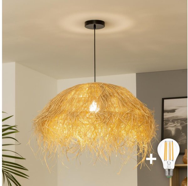 Brilagi - LED luster na lanku CERIA BOHO 1xE27/40W/230V priemer 60 cm rafia