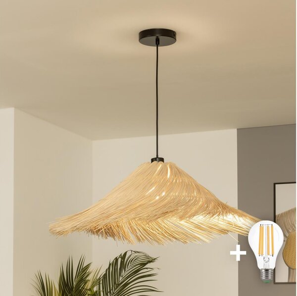 Brilagi - LED luster na lanku CERIA BOHO 1xE27/40W/230V priemer 70 cm ratan