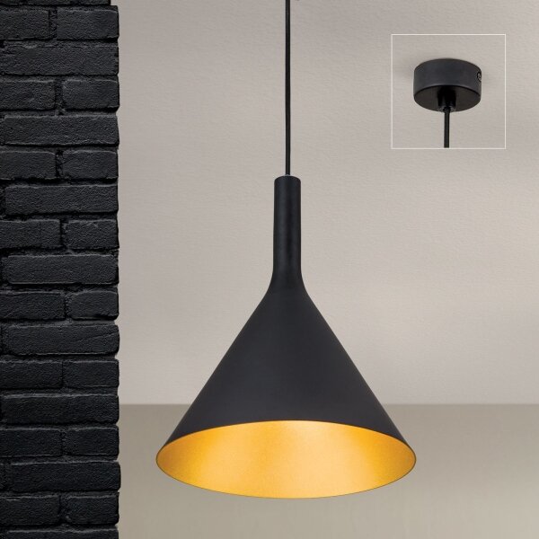 Orion - Závesné svietidlo na lanku GUNDA 1xE27/60W/230V priemer 25 cm čierna/zlatá
