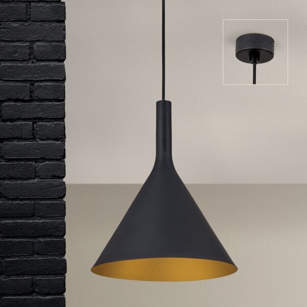 Orion - Závesné svietidlo na lanku GUNDA 1xE27/60W/230V priemer 25 cm čierna/zlatá