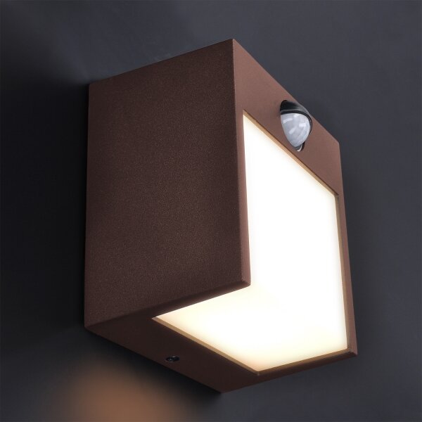 Brilagi-LED Vonkajšie nástenné svietidlo so senzorom TERNI LED/12W/230V hnedé IP44