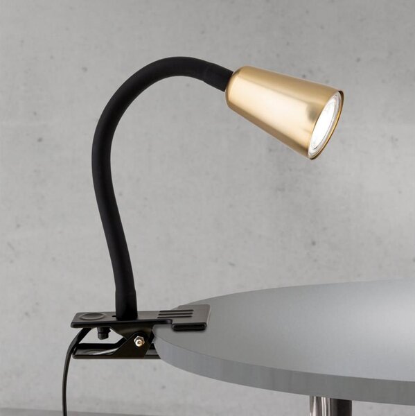 Orion - Flexibilná stolová lampa s klipom DOTTY 1xGU10/10W/230V mosadz/čierna