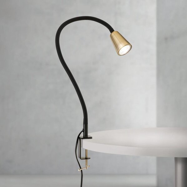 Orion - Flexibilná stolová lampa s klipom DOTTY 1xGU10/10W/230V mosadz/čierna