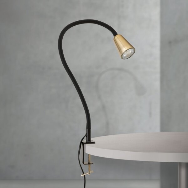 Orion - Flexibilná stolová lampa s klipom DOTTY 1xGU10/10W/230V mosadz/čierna