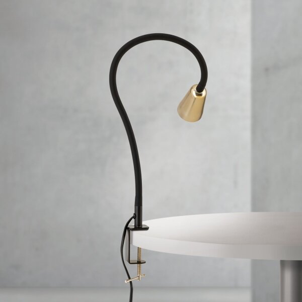 Orion - Flexibilná stolová lampa s klipom DOTTY 1xGU10/10W/230V mosadz/čierna
