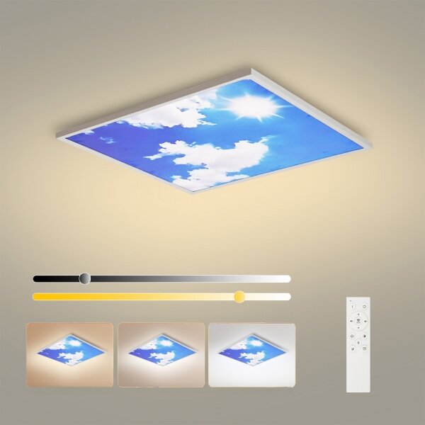 Brilagi-LED Stmievateľné svietidlo SLIMFRAME SKY LED/58W/230V 60x60 cm strieborná/modrá + diaľkové ovládanie