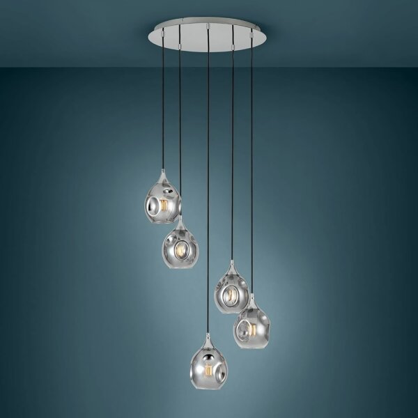 Eglo 39682 - Luster na lankách BREGALLA 5xE27/40W/230V čierna/dymová