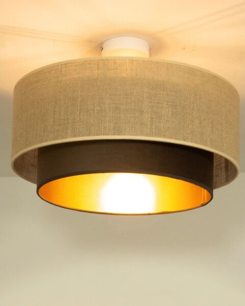 Prisadený luster SARTA 1xE27/60W/230V pr. 45 cm hnedá/juta